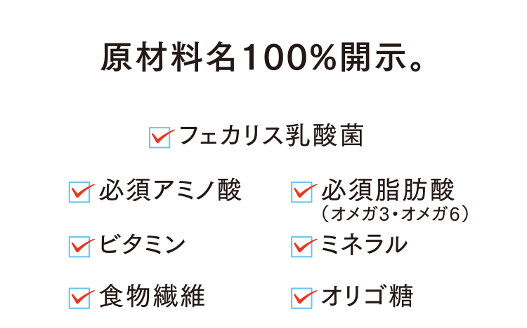 原材料名100%開示。